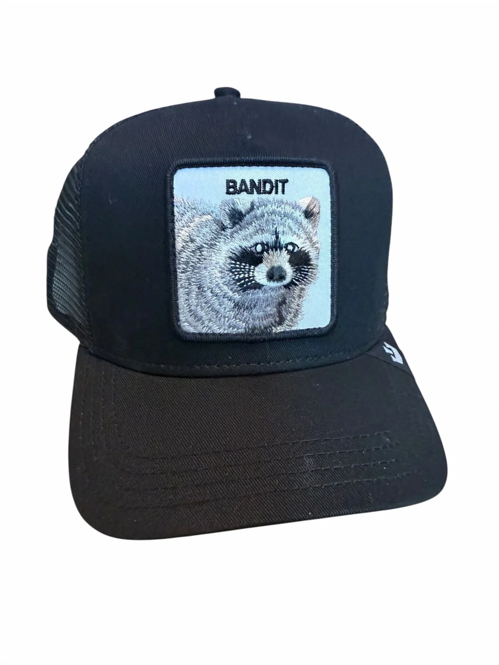 Raccoon Bandit Goorin Bros The Farm Black Trucker Hat NWT